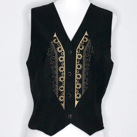 Your Sixth Sense by C&A Gold Black Embroidered Vest Unisex Size 38 - Picture 13 of 13